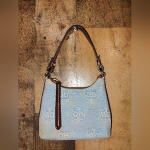 Dooney & Bourke Vintage 90s Blue Mini Bag Purse Signatire DB Print